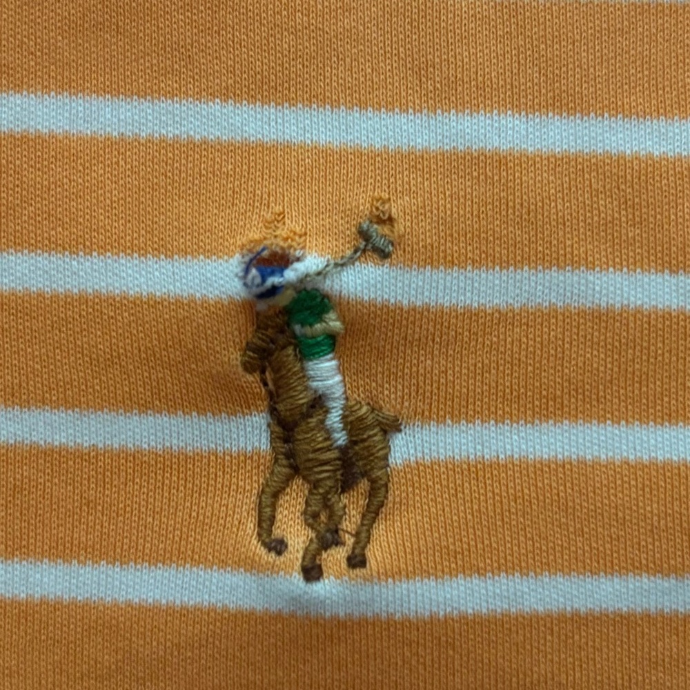 Polo Orange/White Striped Short Sleeve Polo Shirt -size Medium - Picture 11 of 12